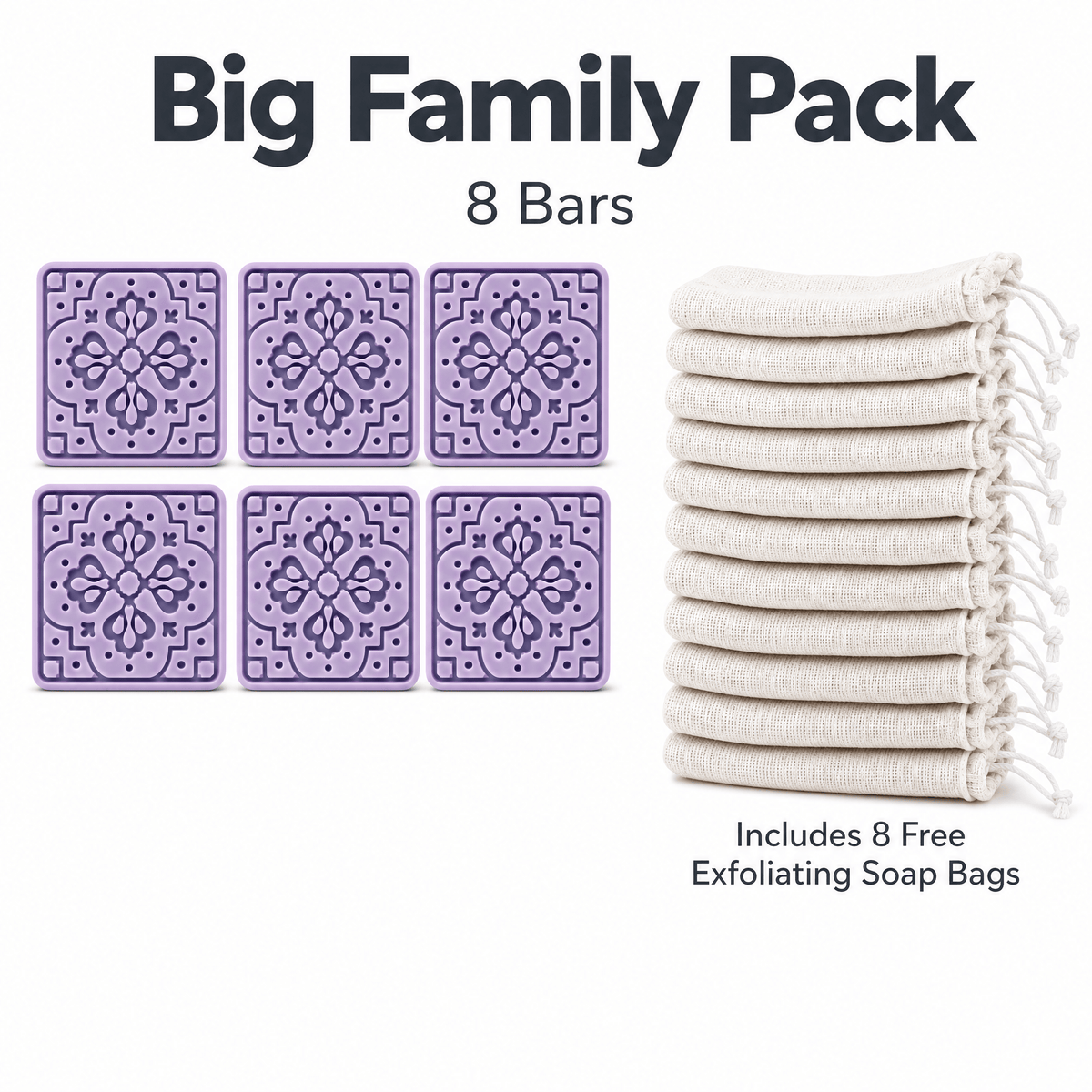Big Family Pack – 8 Soap BarsHandmade_Shea_Butter&Honey_Soap_for_Dark_Spots&_Brightening_Noosky Big Family Pack – 8 Soap BarsCalming_Lavender_Shea_Butter&Honey_Soap_for_Sleep&_Anxiety_Noosky Big Family Pack – 8 Soap BarsAntioxidant_Ra