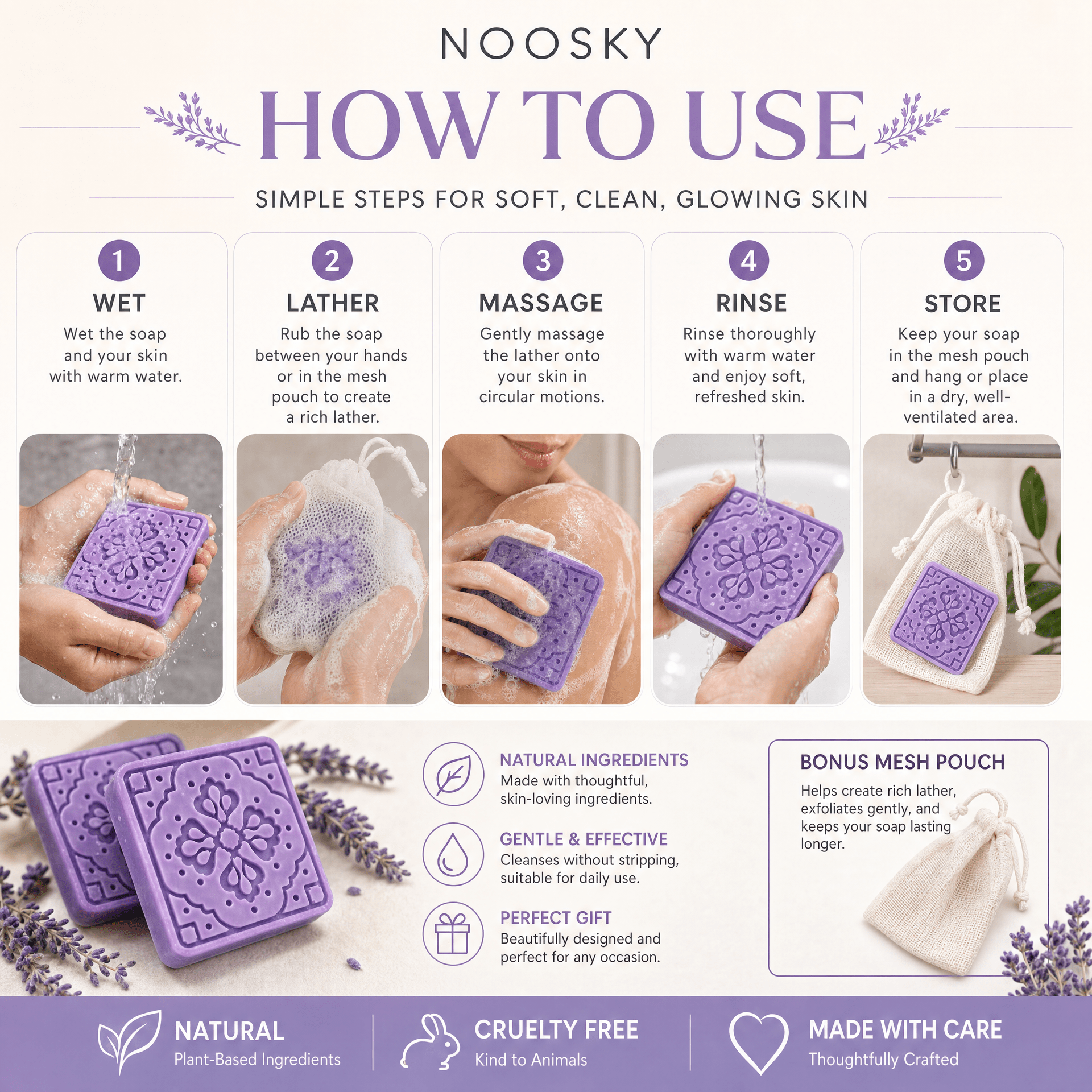 Lavender Dream – Calming Soap BarHandmade_Shea_Butter&Honey_Soap_for_Dark_Spots&_Brightening_Noosky Lavender Dream – Calming Soap BarCalming_Lavender_Shea_Butter&Honey_Soap_for_Sleep&_Anxiety_Noosky Lavender Dream – Calming Soap BarAntioxidant_Ra