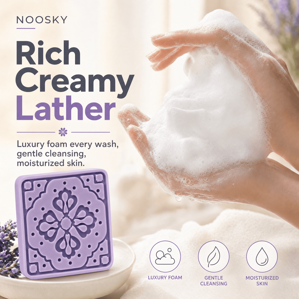 Lavender Dream – Calming Soap BarHandmade_Shea_Butter&Honey_Soap_for_Dark_Spots&_Brightening_Noosky Lavender Dream – Calming Soap BarCalming_Lavender_Shea_Butter&Honey_Soap_for_Sleep&_Anxiety_Noosky Lavender Dream – Calming Soap BarAntioxidant_Ra