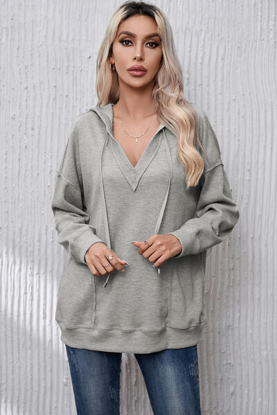 Drawstring Dropped Shoulder Hoodie