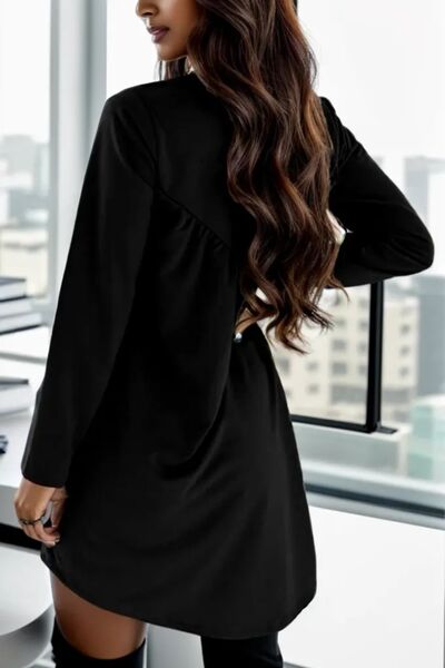 Round Neck Long Sleeve Mini Dress