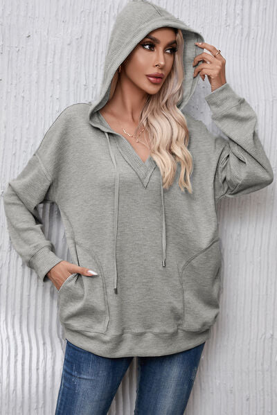 Drawstring Dropped Shoulder Hoodie